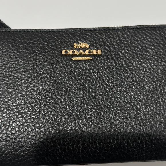 🌸NEW COACH Double Corner Zip Wristlet Black/Gold With Tags. - Picture 12 of 14